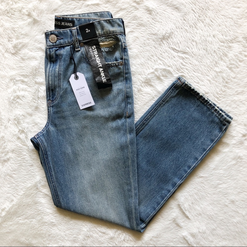 Express Straight Ankle Crop High Rise Jeans